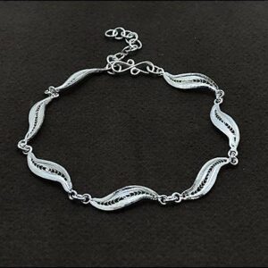 Yaprak Modeli Gümüş Bileklik