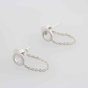 Açık Daire Ceket Gümüş Küpeler