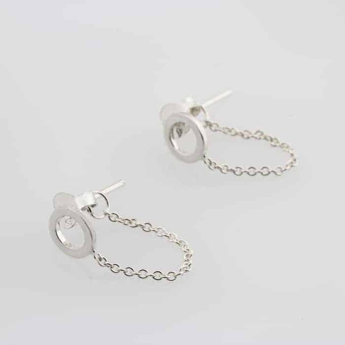 Açık Daire Ceket Gümüş Küpeler