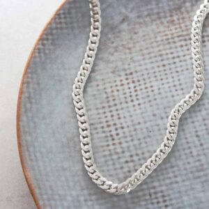 Erkek Curb Gümüş Kolye