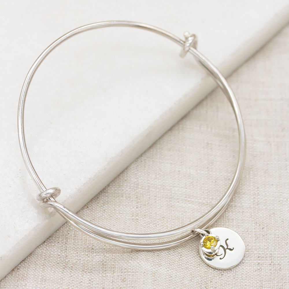 Doğum Taşı Takılı Gümüş Genişletilebilir Yüzük