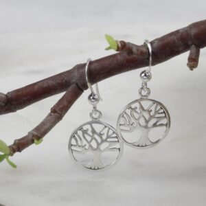 Hayat Ağacı Sarkan Gümüş Küpe