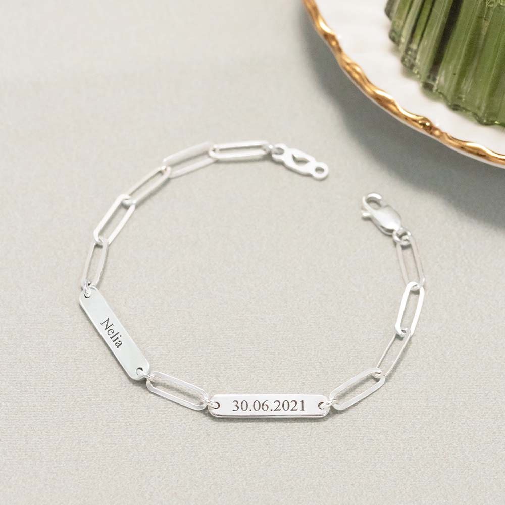 Kağıt Klips Bağlantı Gümüş Bilezik