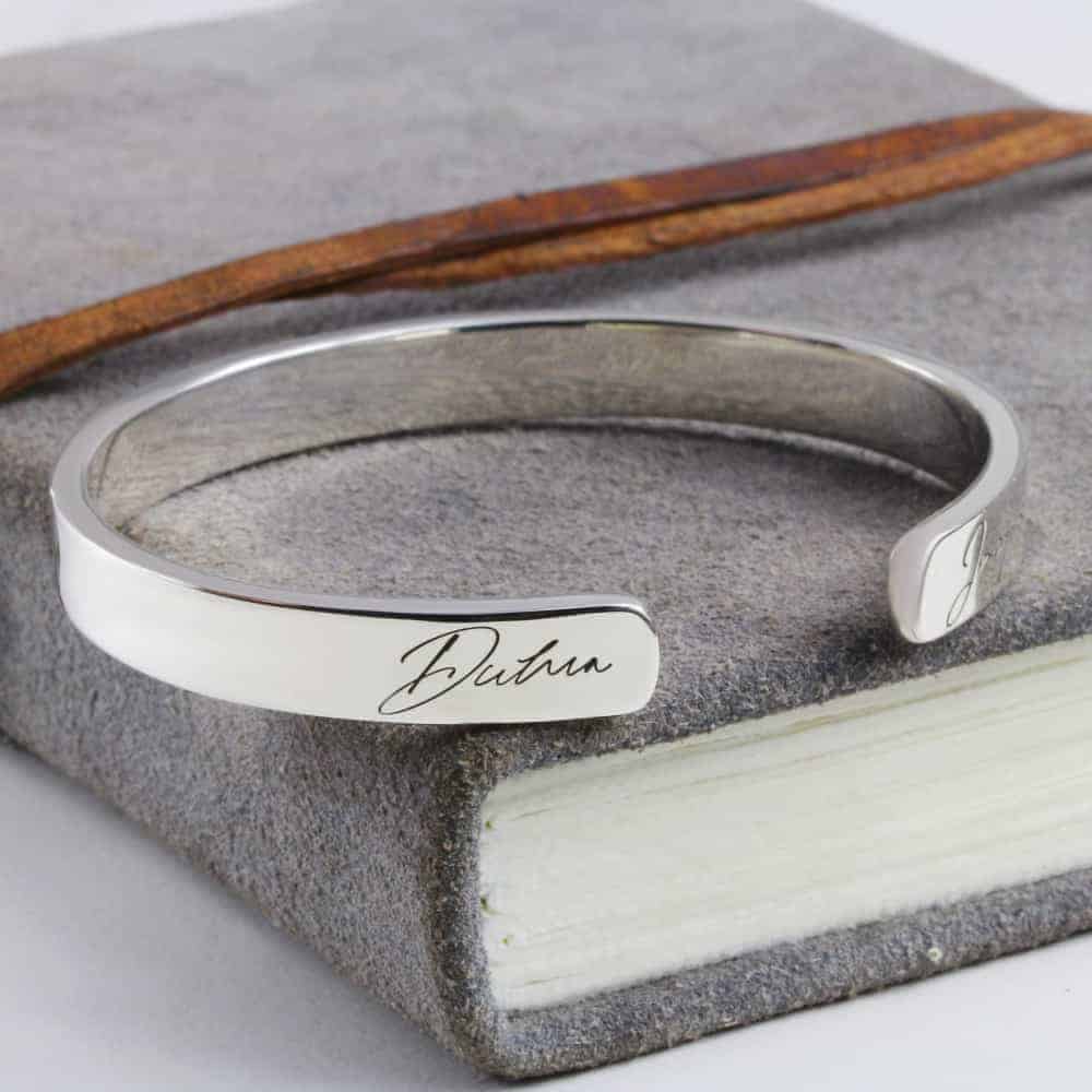 Kalın İmzalı Erkek Gümüş Bilezik