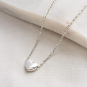 Kalın Kalp Kaydırmalı Gümüş Kolye