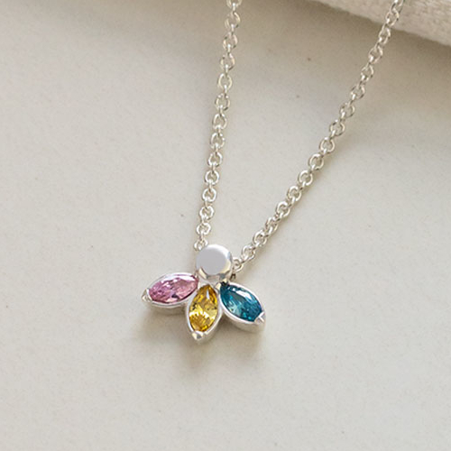 Tri Marquise Doğum Taşı Kolye