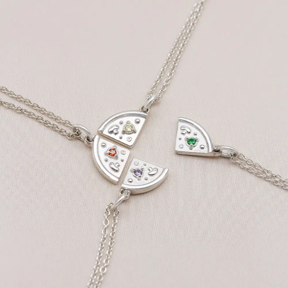 Doğum Taşı Pizza Dostluk Kolyesi